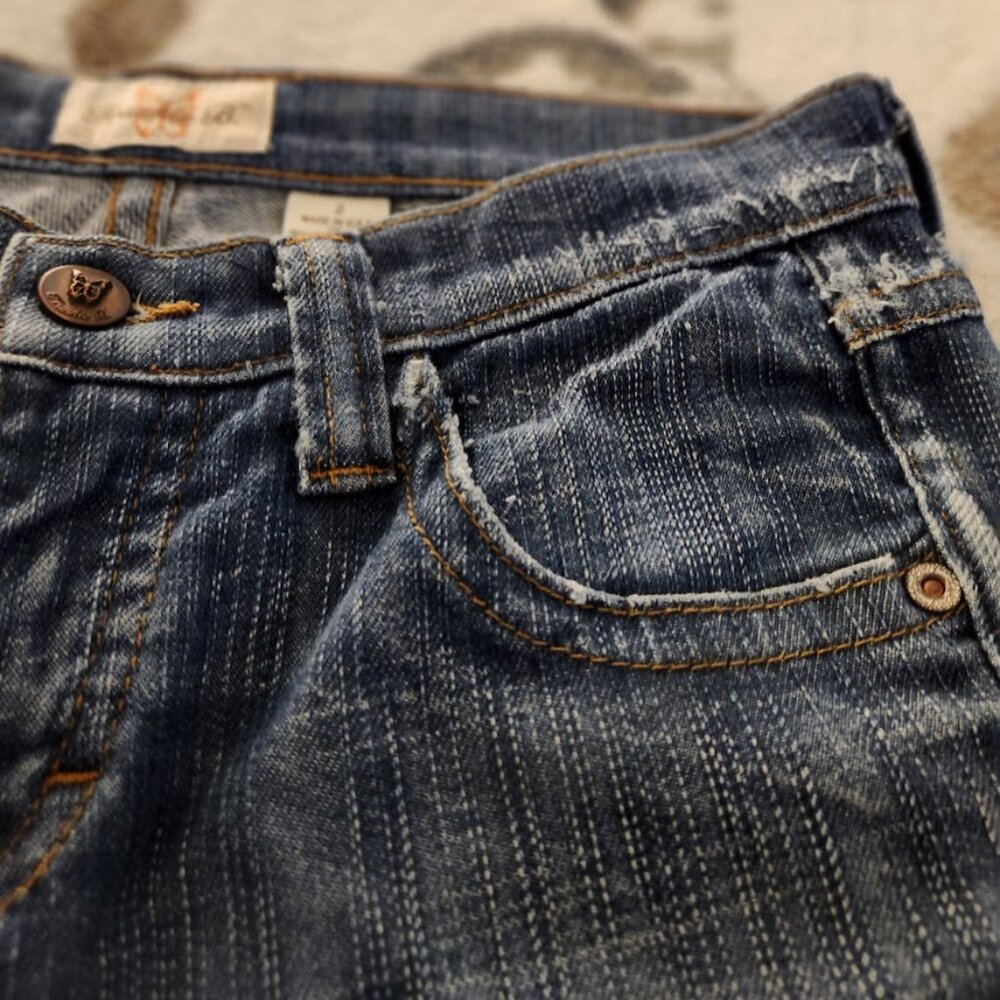 Vintage Frankie B Embroidered Butterfly Pockets Jeans Size 2 - Picture 6 of 14